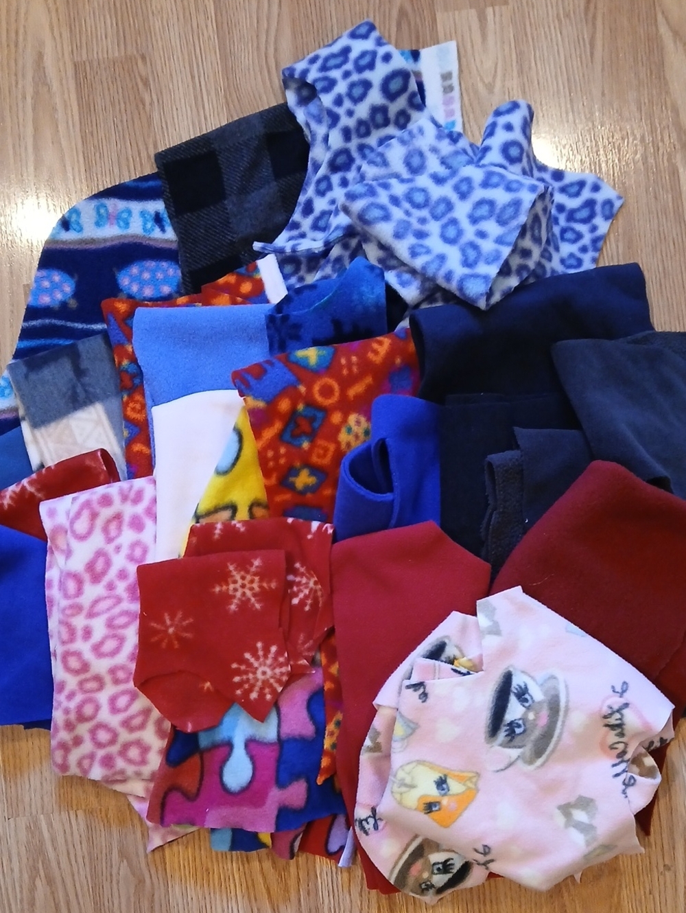 Variety Of Fleece Fabric Pieces For Crafts